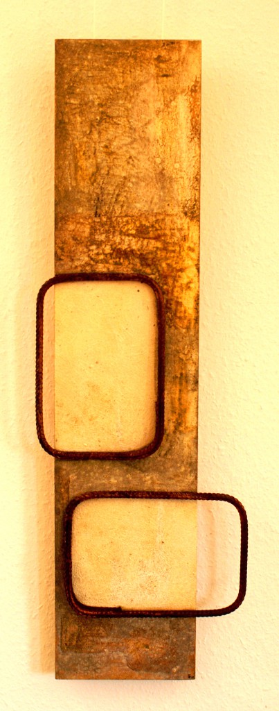 ROST 22, 20x89cm, Mischtechnik & Metall auf Holzplatte, 2011
