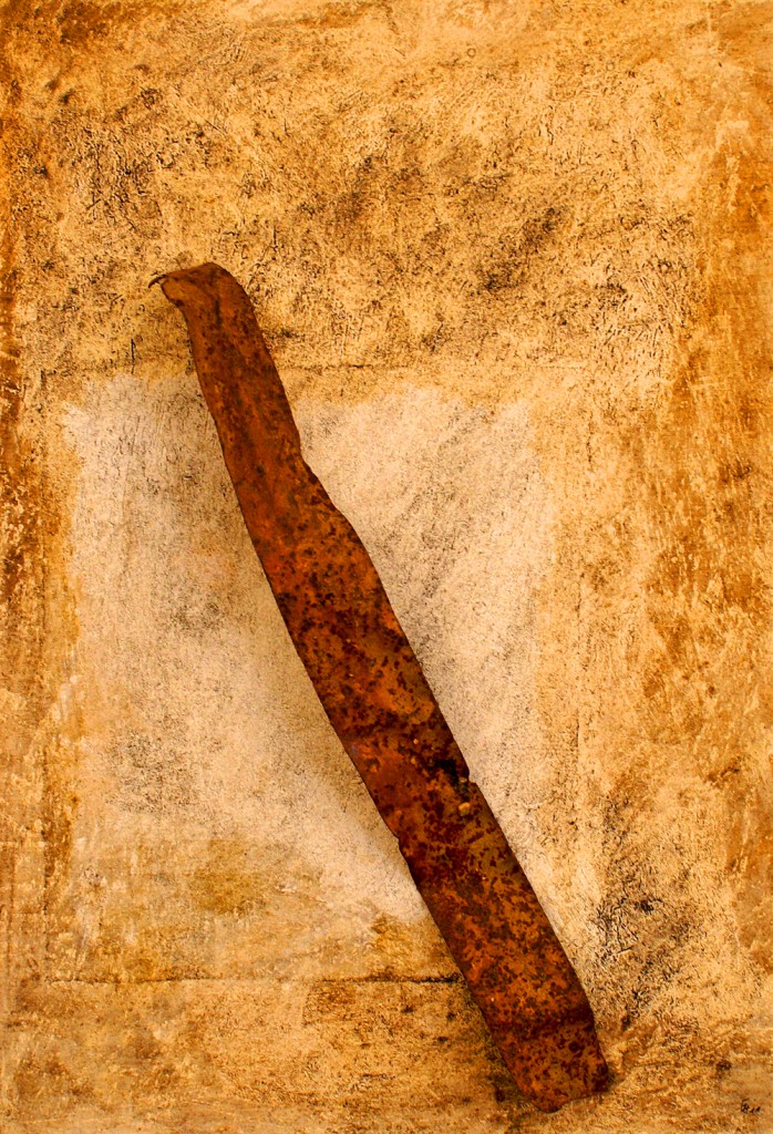 ROST 30, 34x49,5cm, Mischtechnik & Metall auf Holzplatte, 2011