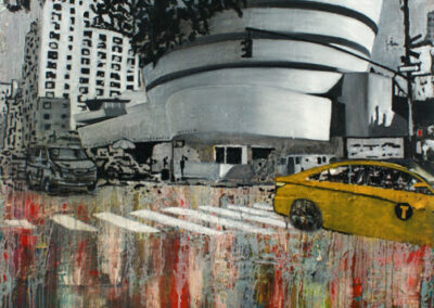 Title: the solomon r. guggenheim museum NY, 120x100cm, oil/mixed media on canvas, 2020