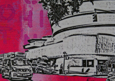 Titel: The Solomon R. Guggenheim Museum New York 2019, 15x15cm, Collage/Mischtechnik auf Papier, 2024