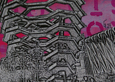 Titel: Vessel New York 2019, 15x15cm, Collage/Mischtechnik auf Papier, 2024