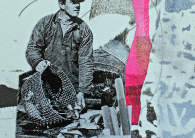 Titel: Fish 1, 15x15cm, Collage/Mischtechnik auf Papier, 2024