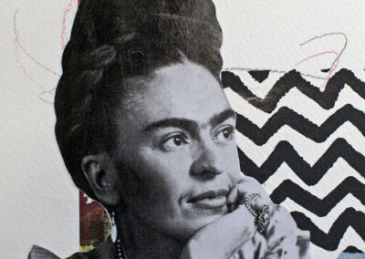 Titel: Frida 1, 15x15cm, Collage/Mischtechnik auf Papier, 2024