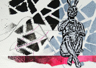 Titel: Paparazzi Rabbitgirl from Gillie and Marc York 2019, 15x15cm, Collage/Mischtechnik auf Papier, 2024