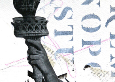 Titel: Statue of Liberty 1 York 2019, 15x15cm, Collage/Mischtechnik auf Papier, 2024