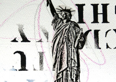 Titel: Statue of Liberty 3 York 2019, 15x15cm, Collage/Mischtechnik auf Papier, 2024