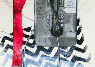 Titel: Tell him you love him, 15x15cm, Collage/Mischtechnik auf Papier, 2024