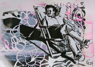 Titel: nice day 7, 14x21cm, Collage/Mischtechnik auf Papier, 2024