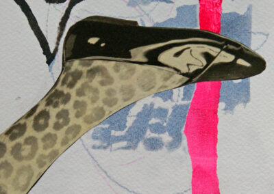 Titel: shoe 3, 15x15cm, Collage/Mischtechnik auf Papier, 2024