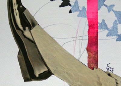 Titel: shoe 6, 15x15cm, Collage/Mischtechnik auf Papier, 2024