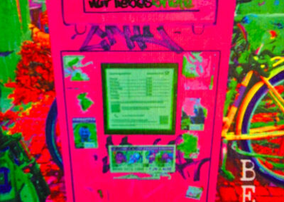 kleine Berlinserie Titel: B61, 13x18cm, Fototransfer auf Malplatte mit Acrylstiften bearbeitet, 2025