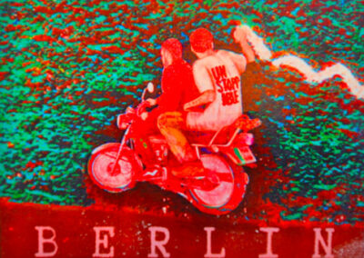 kleine Berlinserie Titel: B66, 13x18cm, Fototransfer auf Malplatte mit Acrylstiften bearbeitet, 2025