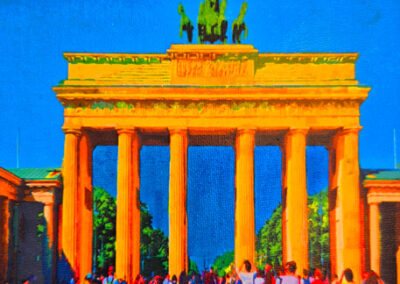 kleine Berlinserie Titel: B7, 20x20cm, Fototransfer auf Malplatte mit Acrylstiften bearbeitet, 2025